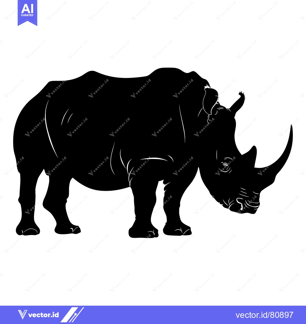 Premium Vector dari Black and White Silhouette of a Rhinoceros