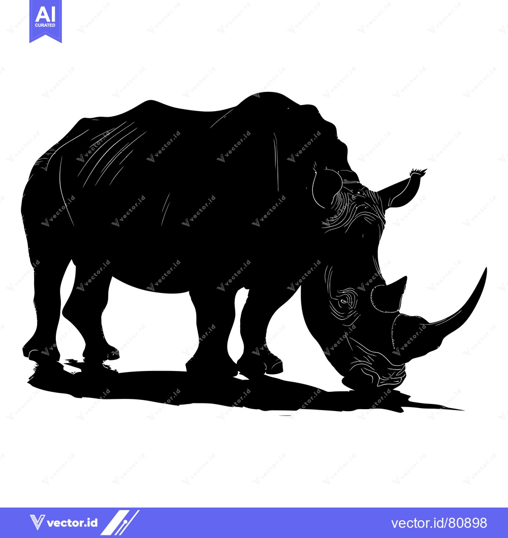Premium Vector dari Silhouette of a rhinoceros with a large horn