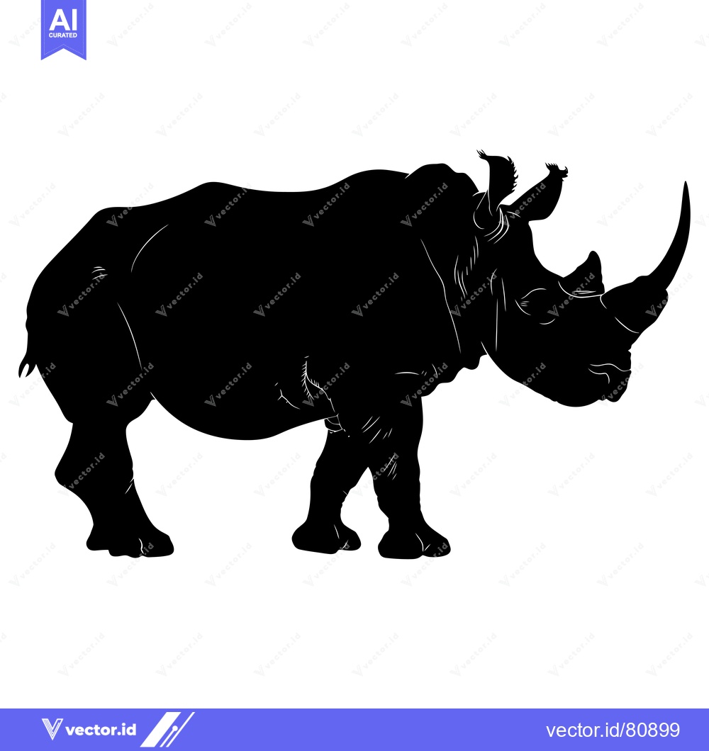 Premium Vector dari Black Silhouette of a Walking Rhino