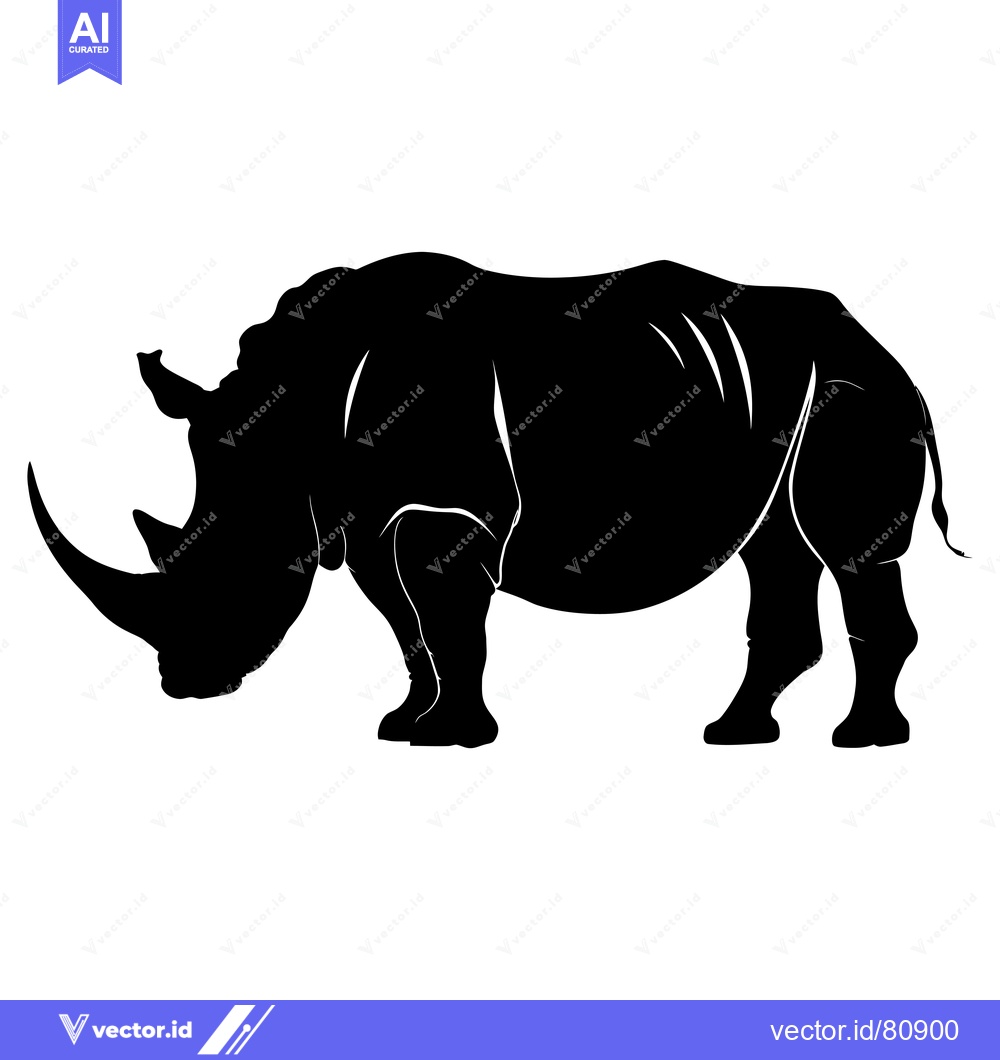 Premium Vector of Black and White Silhouette of a Rhino