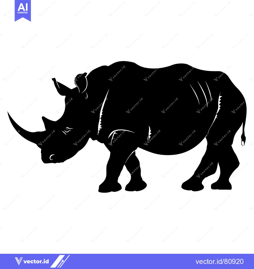 Premium Vector dari Black Silhouette of a Walking Rhino