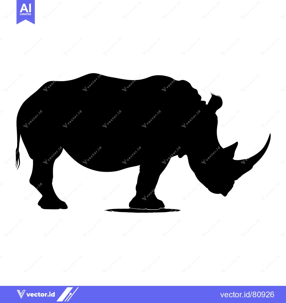 Premium Vector dari A Black Silhouette of a Rhino with a Large Horn