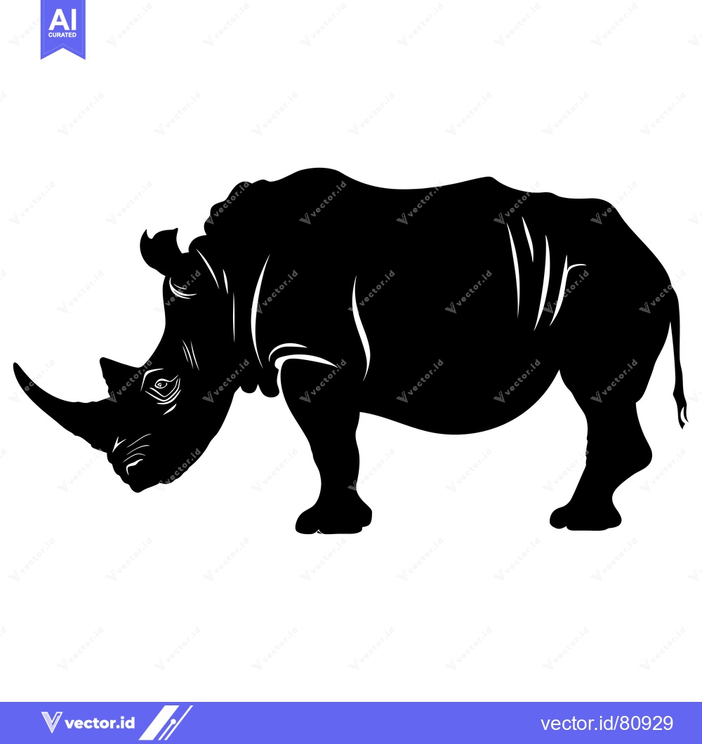 Premium Vector dari Black Silhouette of a Rhino