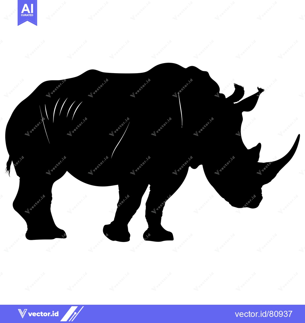 Premium Vector dari Black Silhouette of a Rhinoceros
