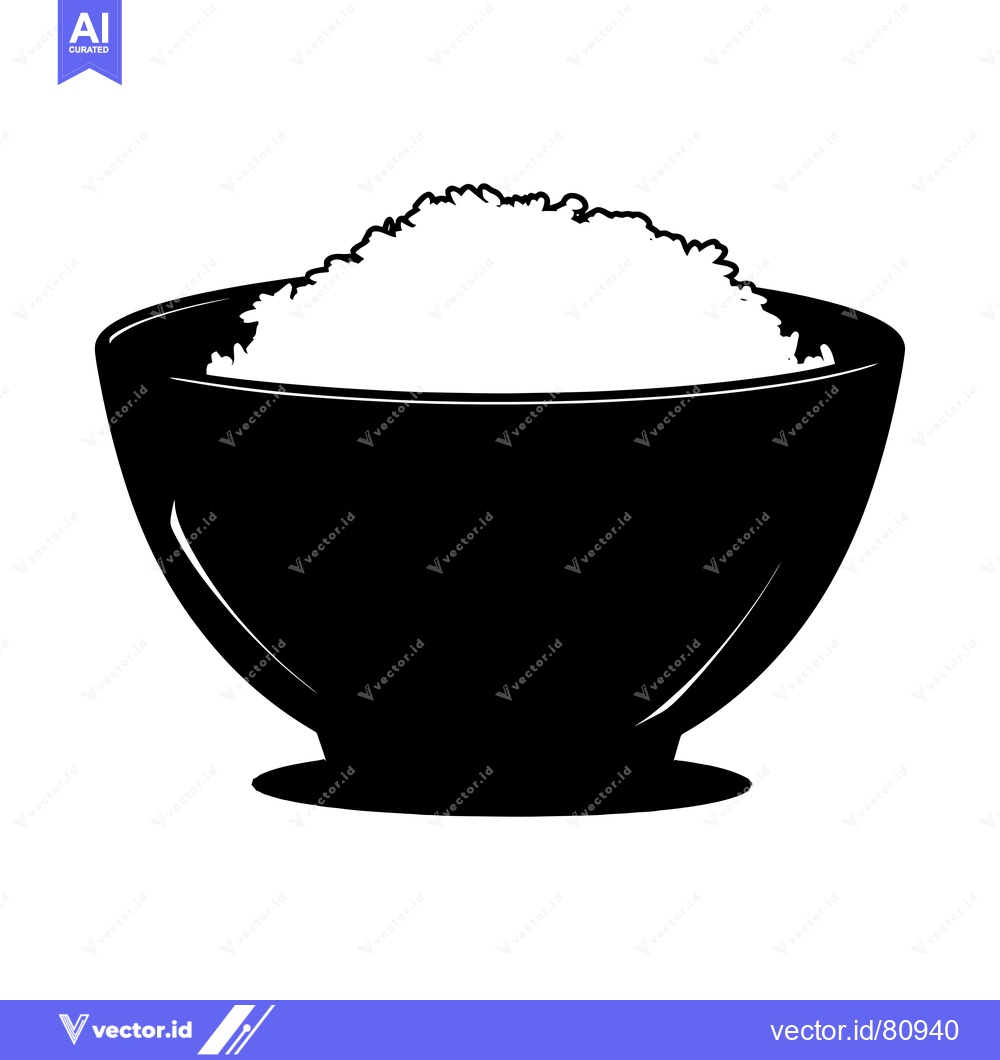 Premium Vector of A black and white illustration of a bowl of rice