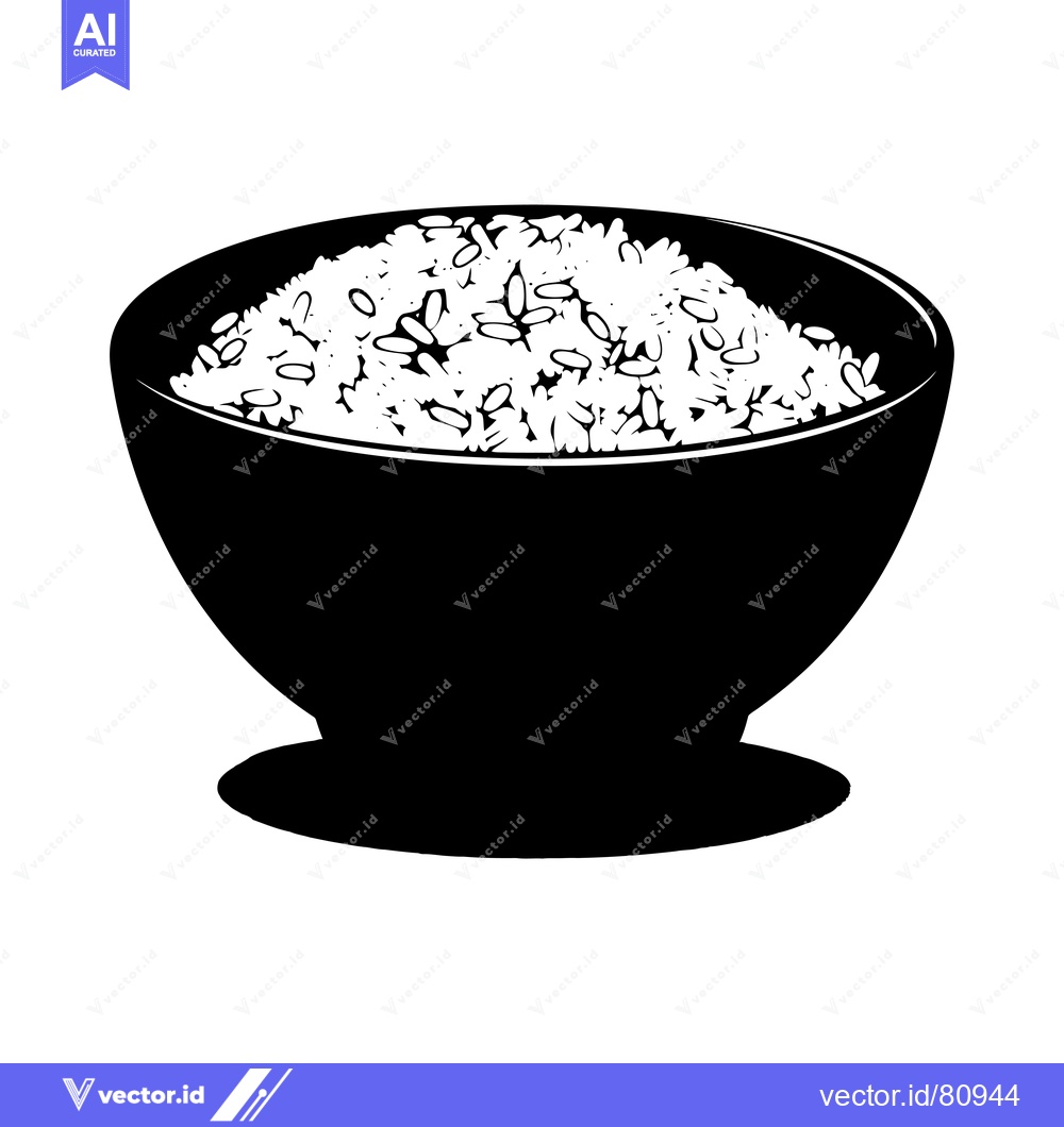 Premium Vector dari Black and White Silhouette of a Bowl of Rice