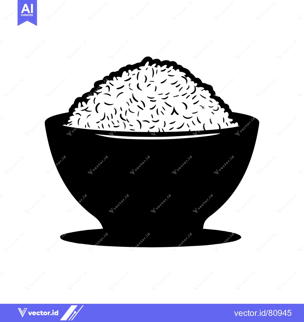Premium Vector dari A Bowl Filled with a Heap of White Rice