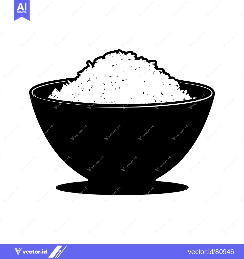 Premium Vector of A black and white illustration of a bowl of rice