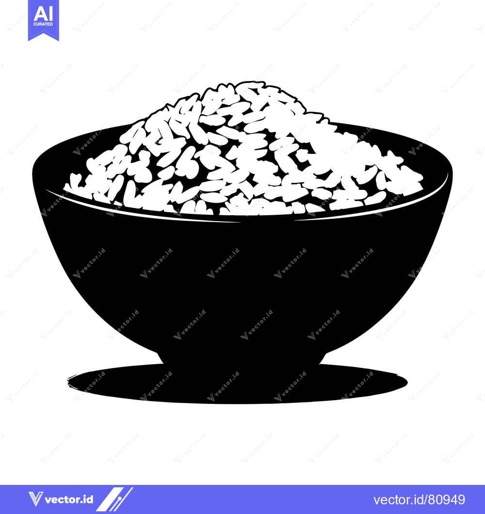 Premium Vector dari Black and White Silhouette of a Bowl of Rice