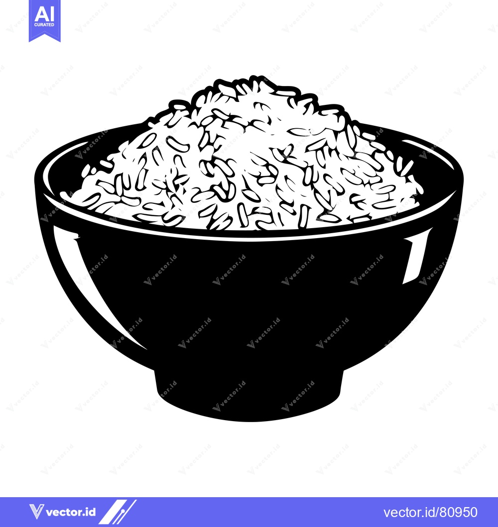 Premium Vector of A Bowl of Uncooked White Rice