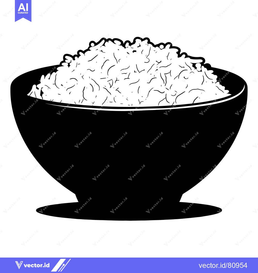 Premium Vector of A black and white illustration of a bowl of rice