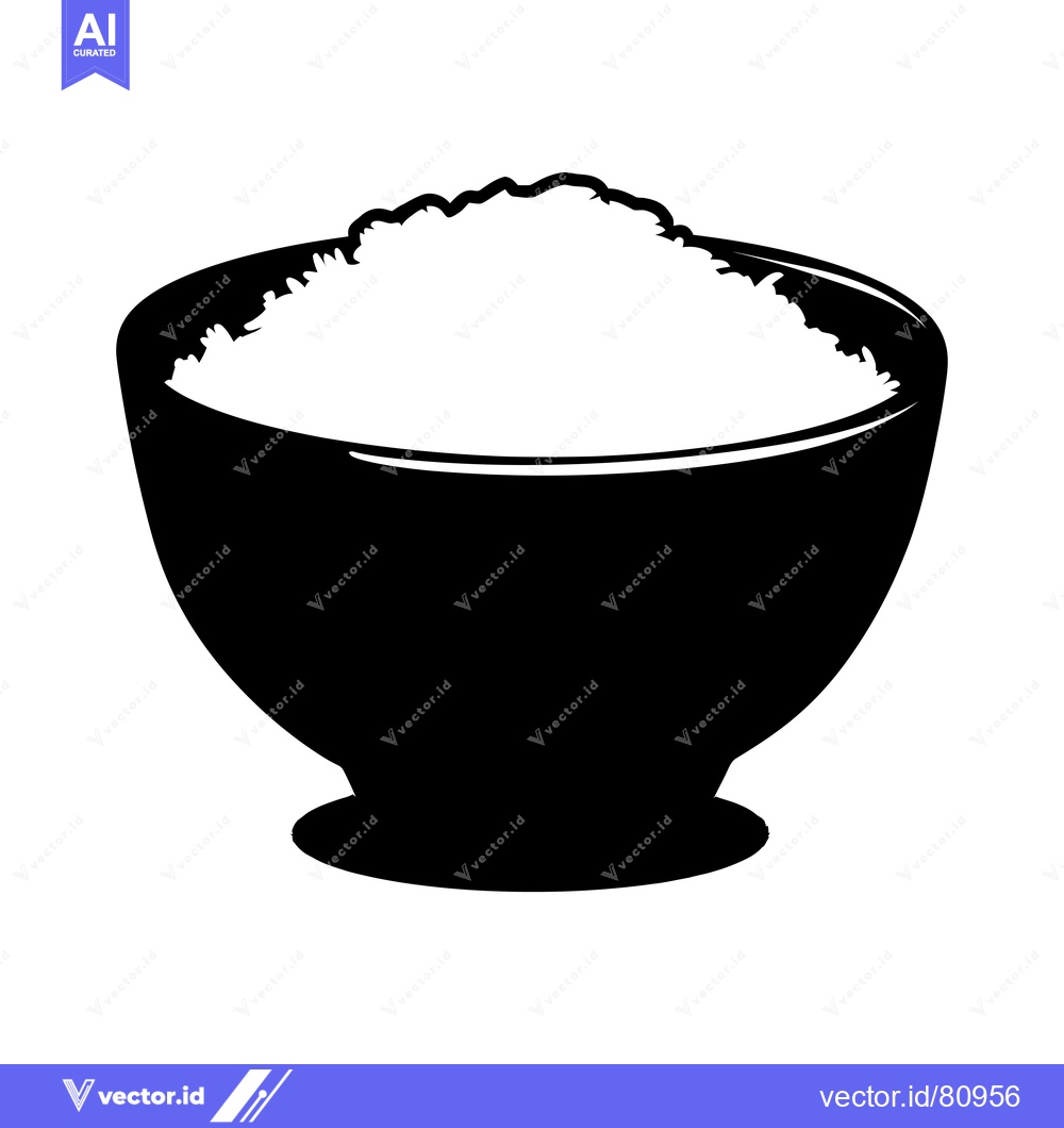 Premium Vector dari A Black and White Illustration of Rice in a Bowl