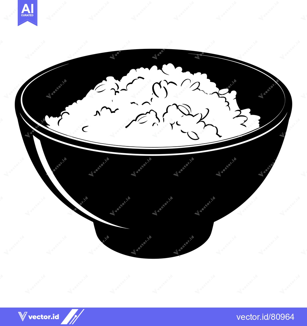 Premium Vector dari A Black and White Illustration of a Bowl of Rice