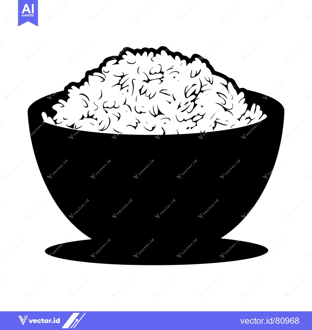 Premium Vector dari Black and White Silhouette of a Bowl of Rice