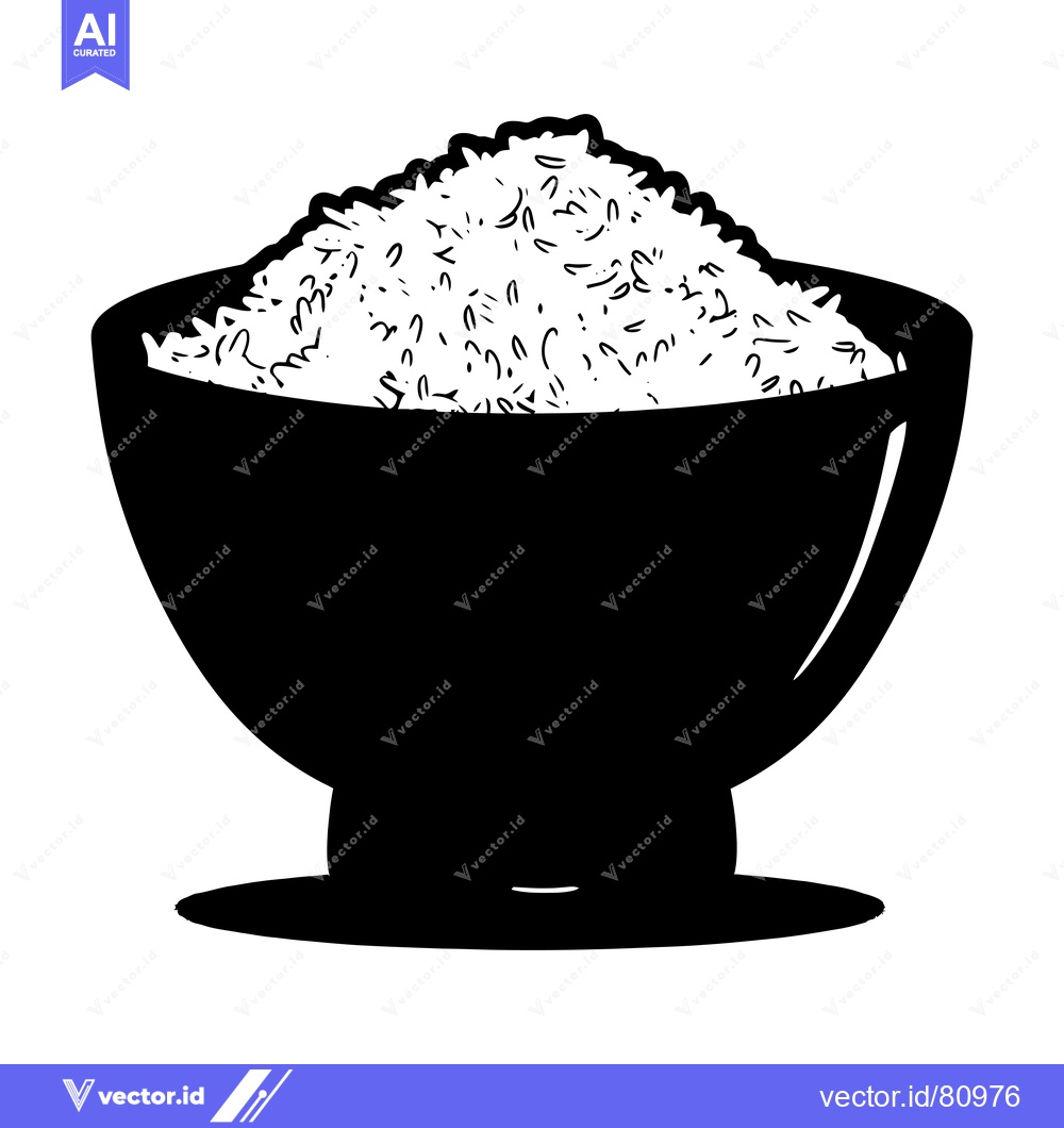 Premium Vector dari A Bowl of Rice with a Pedestal Base