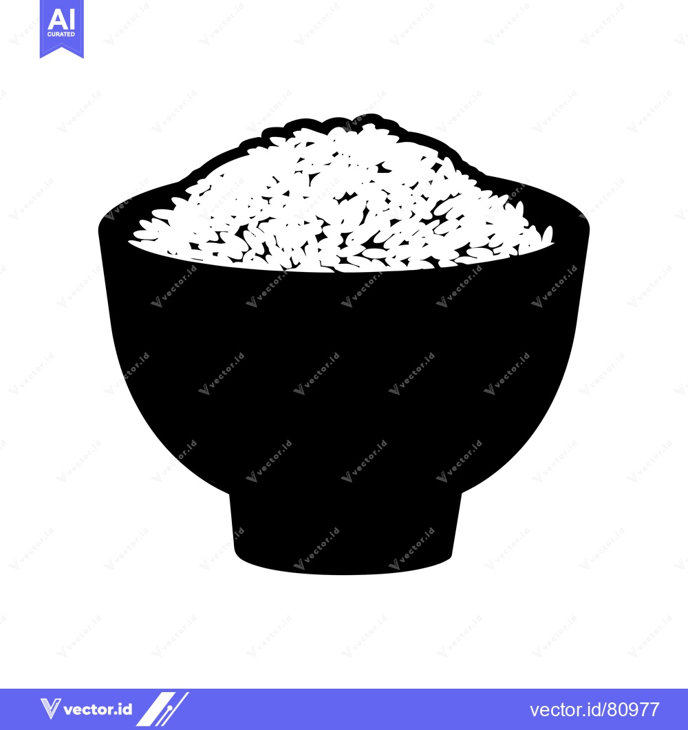 Premium Vector of A Silhouette of a Bowl Filled with Rice