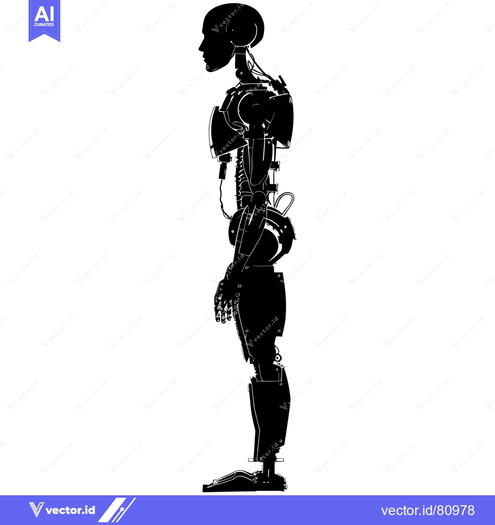 Premium Vector dari Silhouette of a humanoid robot standing in profile