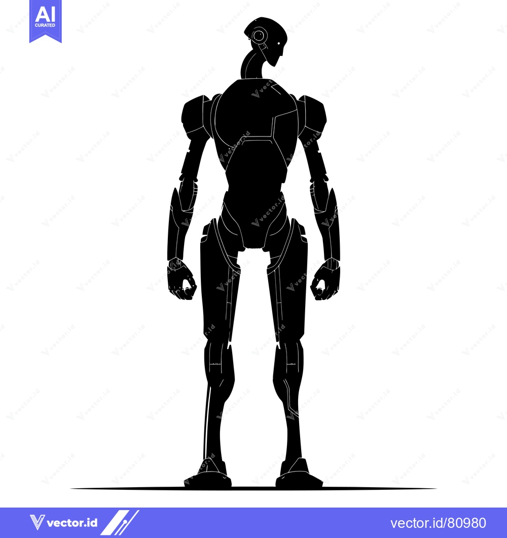 Premium Vector dari Black Silhouette of a Futuristic Robot