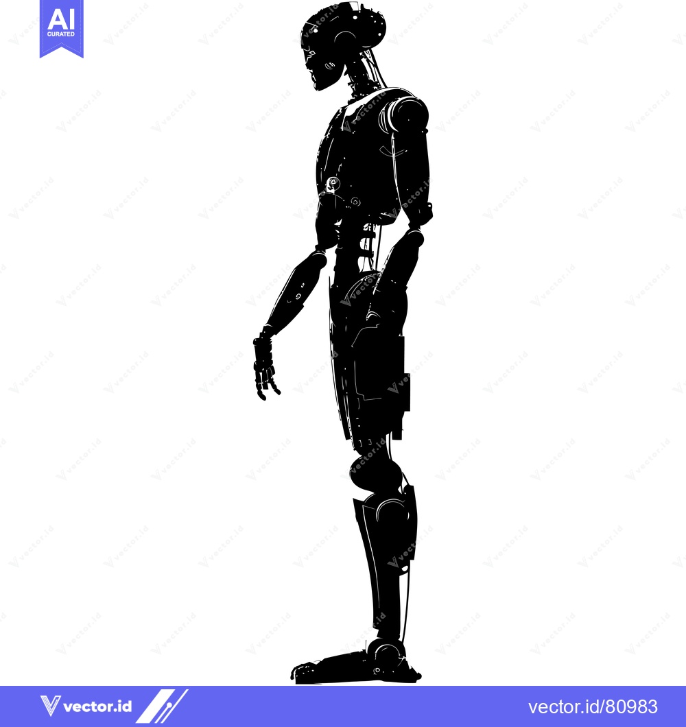 Premium Vector dari Silhouette of a Mechanical Humanoid Robot