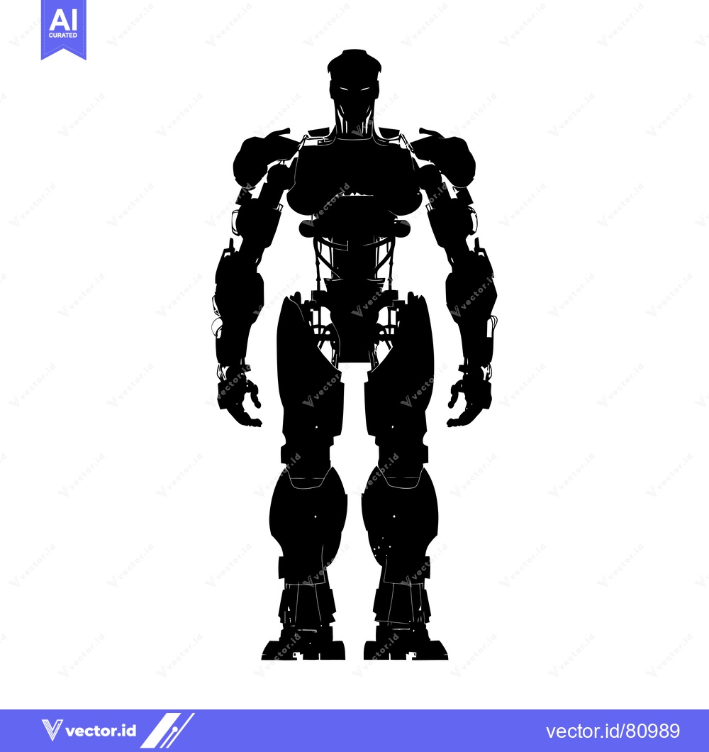 Premium Vector dari Silhouette of a humanoid robot with intricate mechanical details
