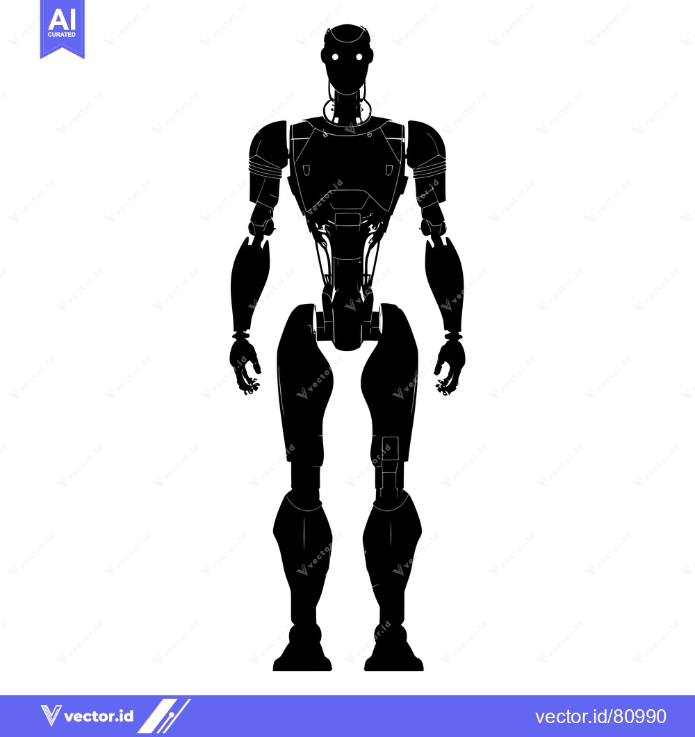 Premium Vector of Silhouette of a Futuristic Humanoid Robot