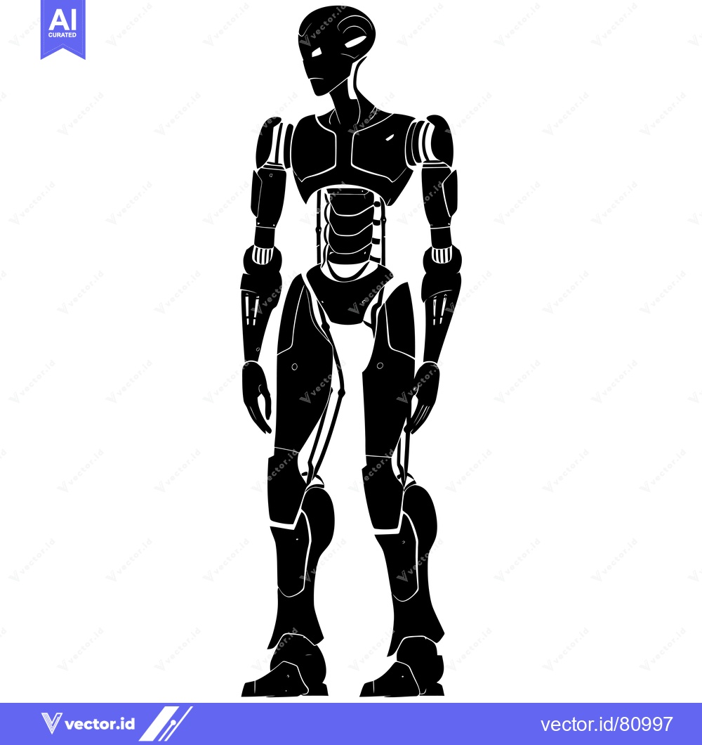 Premium Vector of Silhouette of a Futuristic Robot with Detailed Features