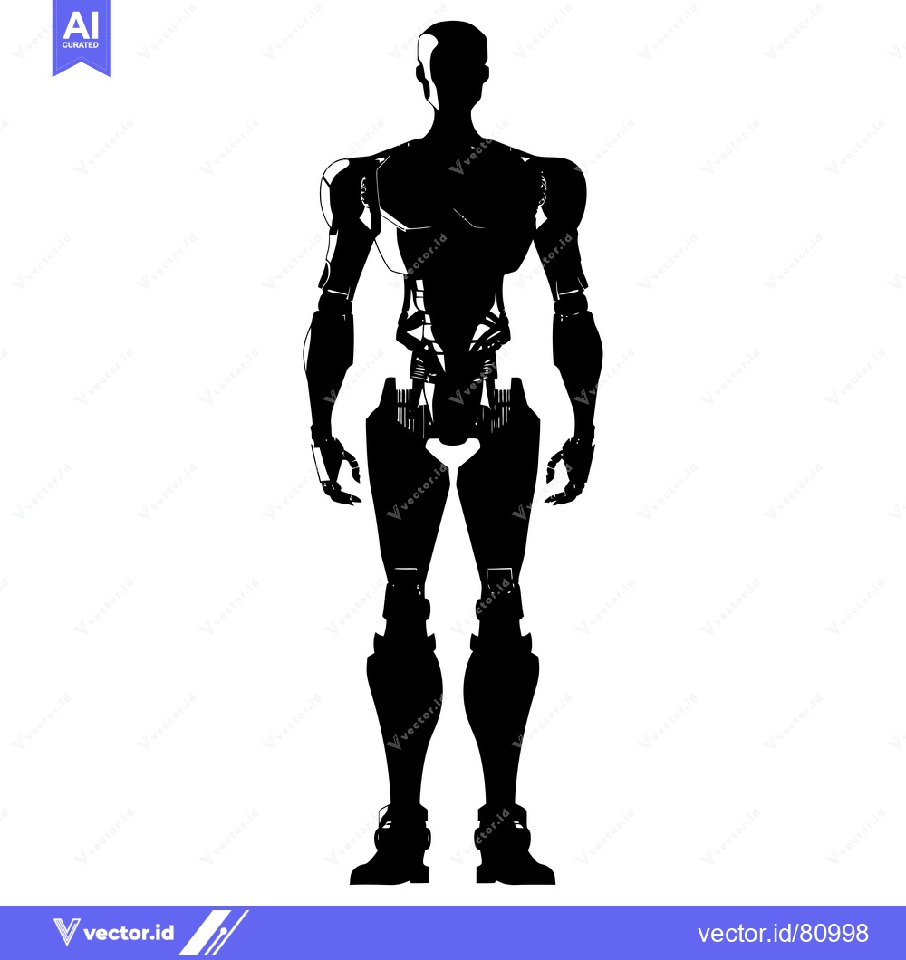 Premium Vector of Silhouette of a Humanoid Robot with Detailed Articulations