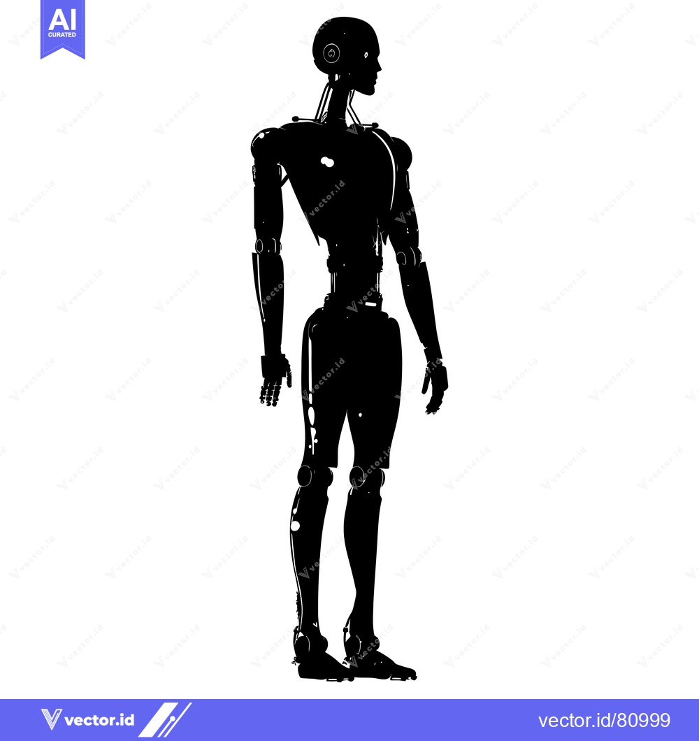Premium Vector dari Silhouette of a Robotic Humanoid Standing with Arms at Its Sides