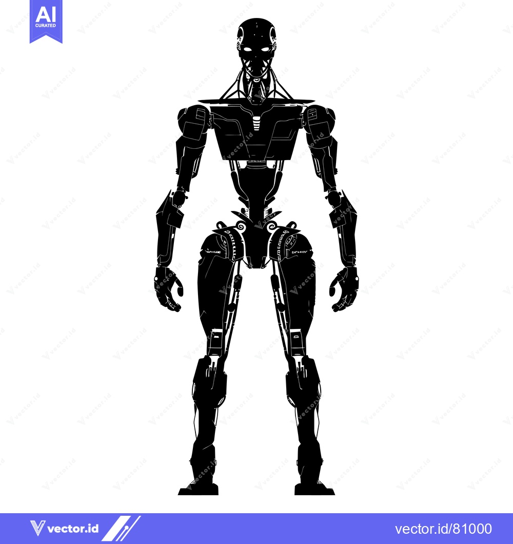 Premium Vector of Silhouette of a Futuristic Robot Standing Tall