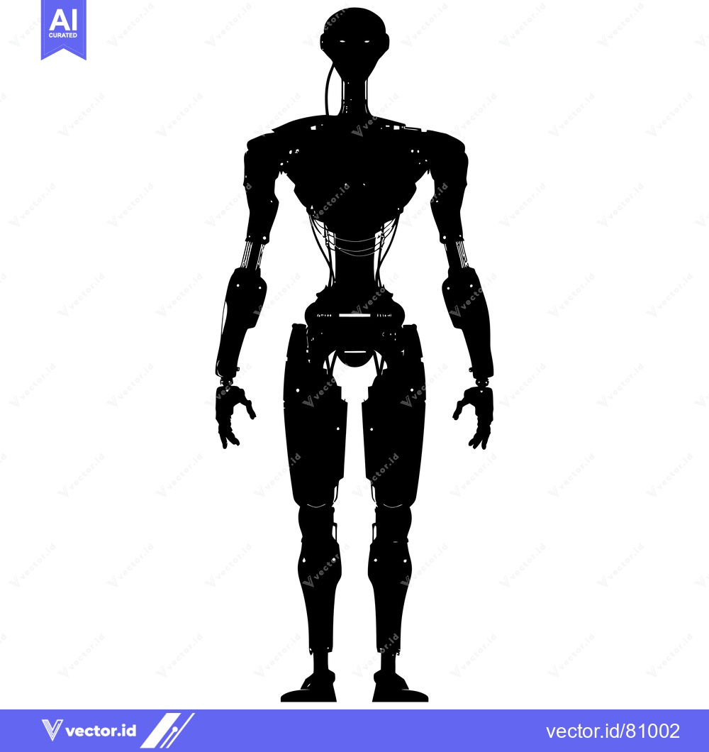 Premium Vector dari Silhouette of a Standing, Mechanized Humanoid Robot