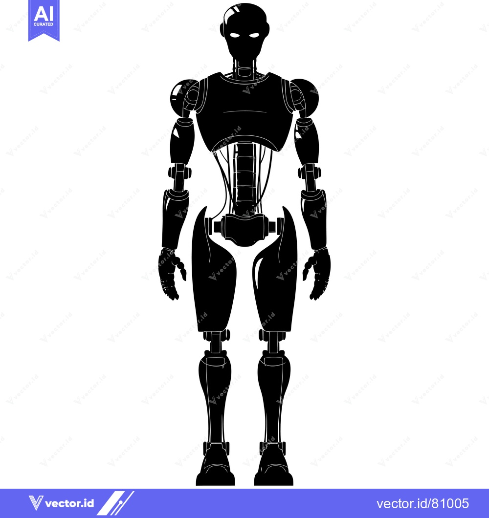 Premium Vector dari Black and White Silhouette of a Humanoid Robot