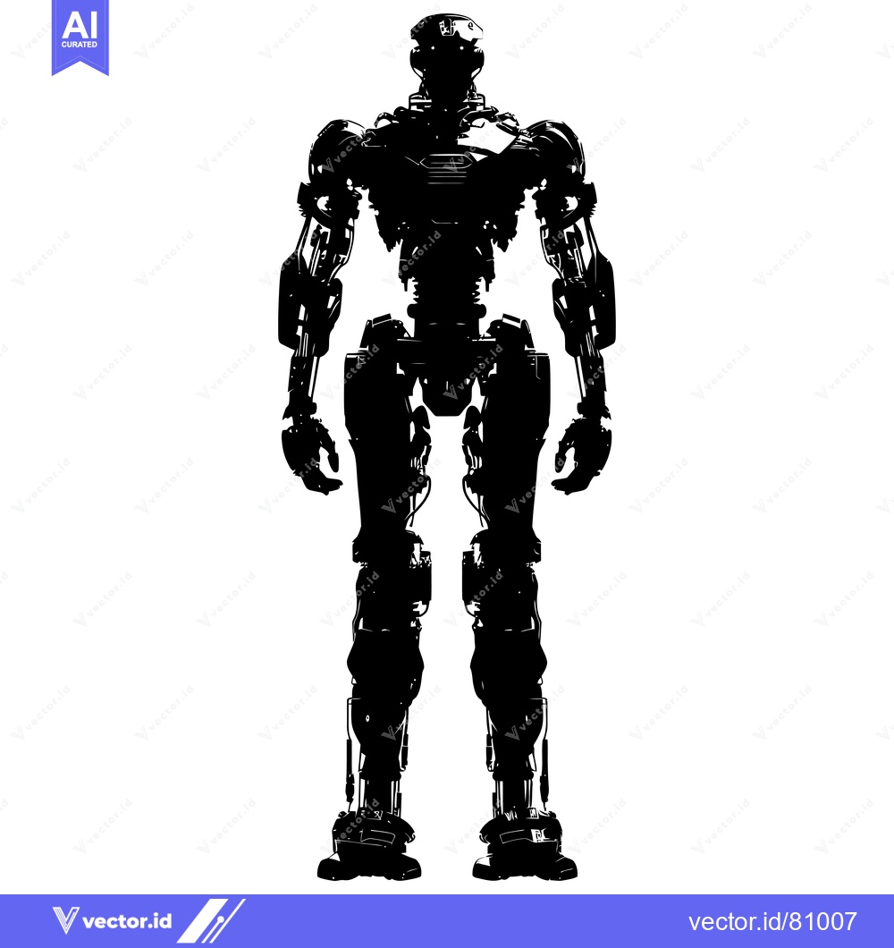 Premium Vector of Silhouette of a Detailed Futuristic Robot