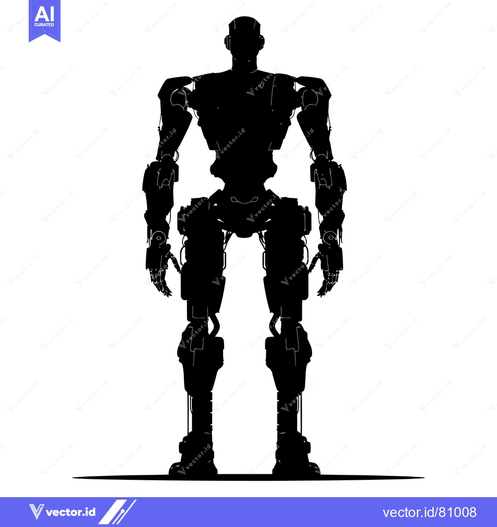 Premium Vector dari Silhouette of a Standing Robotic Figure