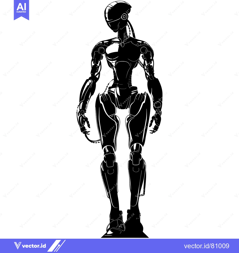 Premium Vector of Silhouette of a Futuristic Female Robot