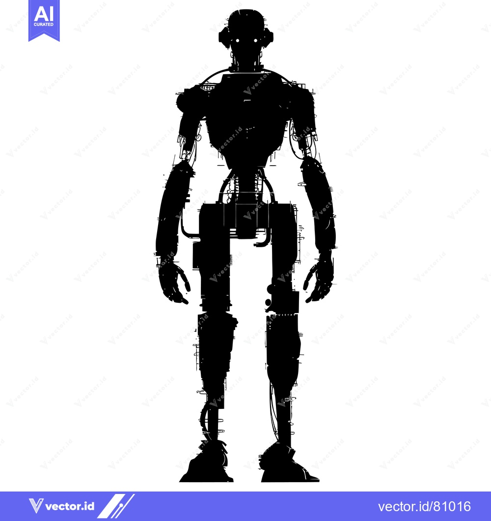 Premium Vector of Silhouette of a detailed, mechanical humanoid robot