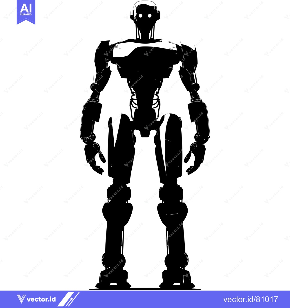Premium Vector dari Silhouette of a humanoid robot standing upright