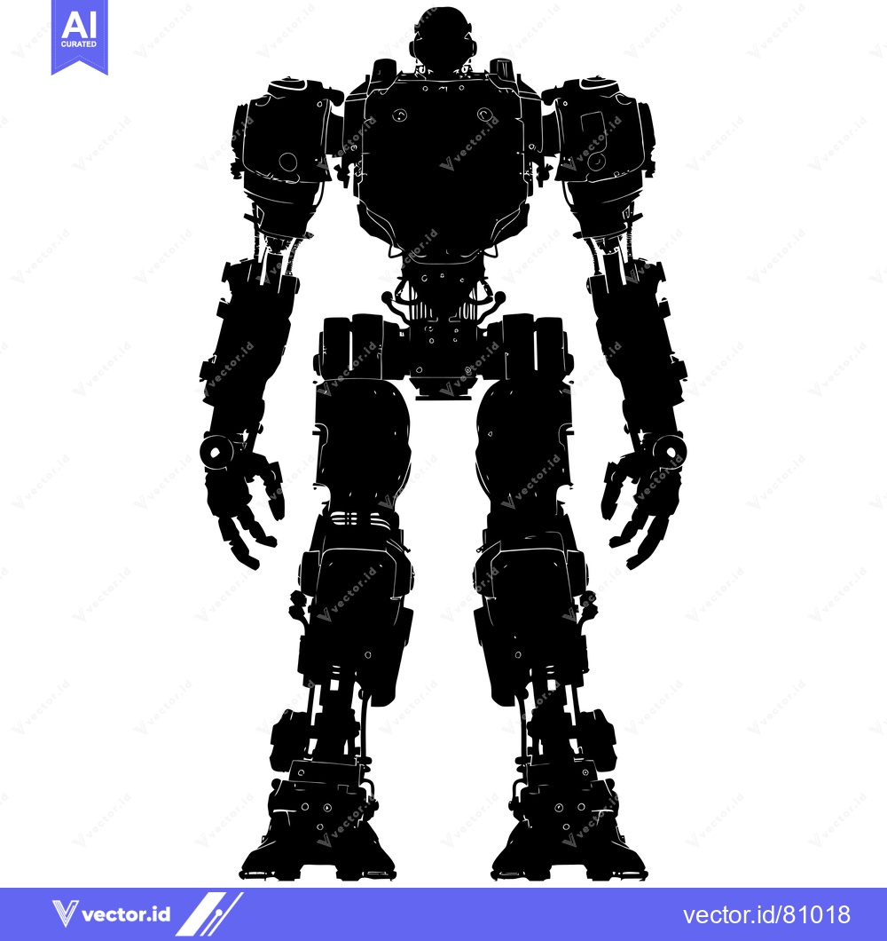 Premium Vector dari A Silhouette of a  Futuristic, Heavily-Armed Robot
