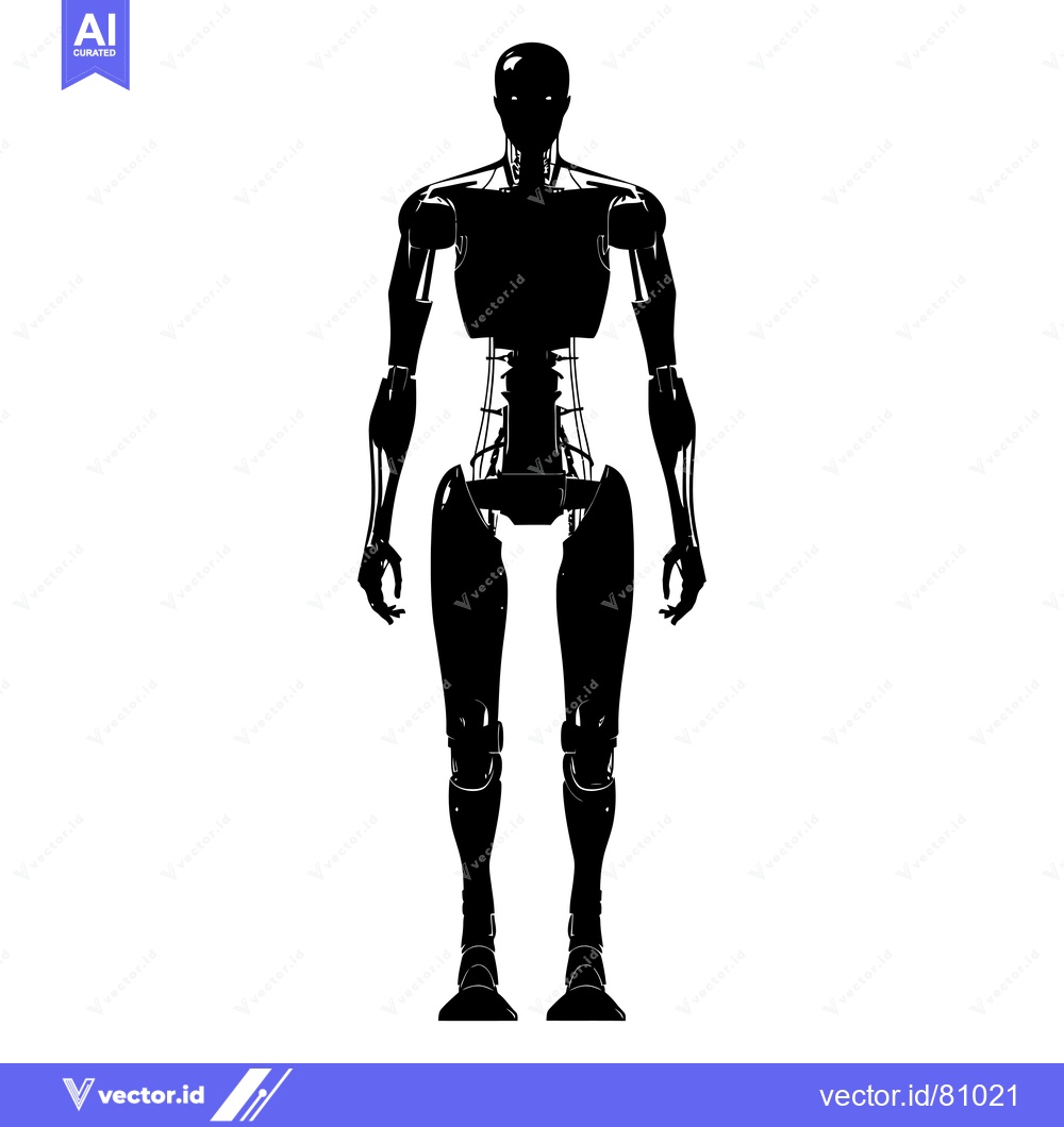 Premium Vector dari Silhouette of a humanoid robot with detailed joints and limbs