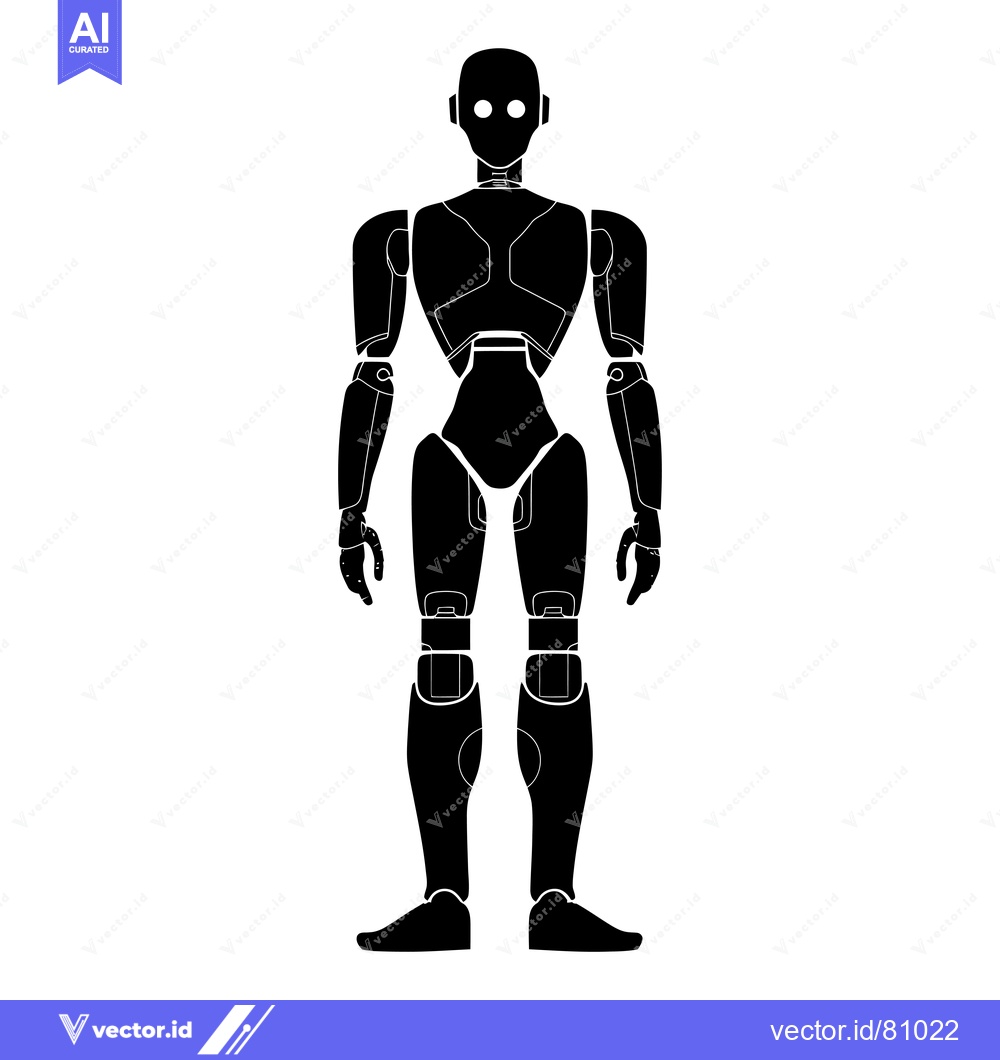 Premium Vector of Silhouette of a Humanoid Robot with White Eyes