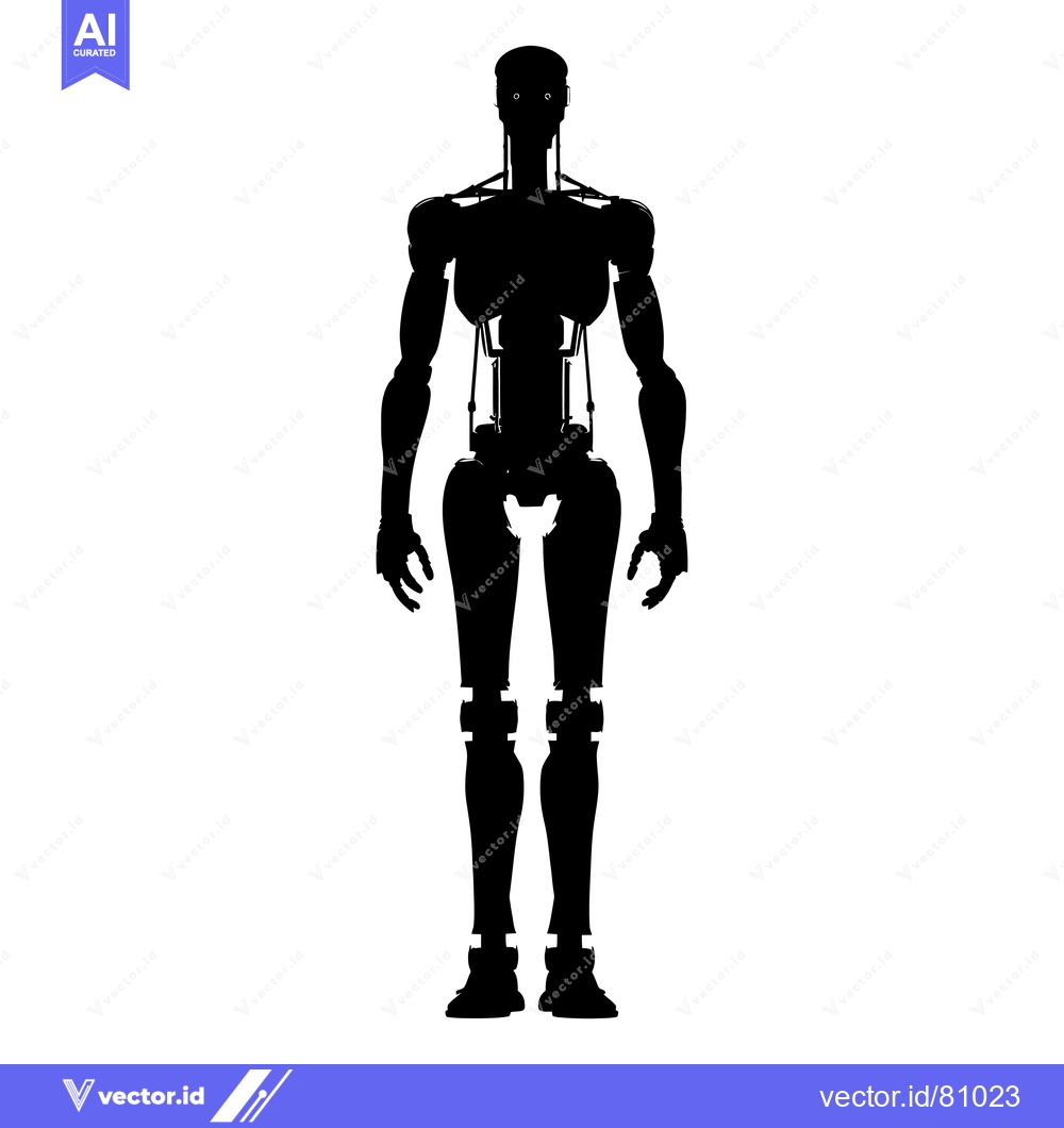 Premium Vector dari Black and White Silhouette of a Humanoid Robot