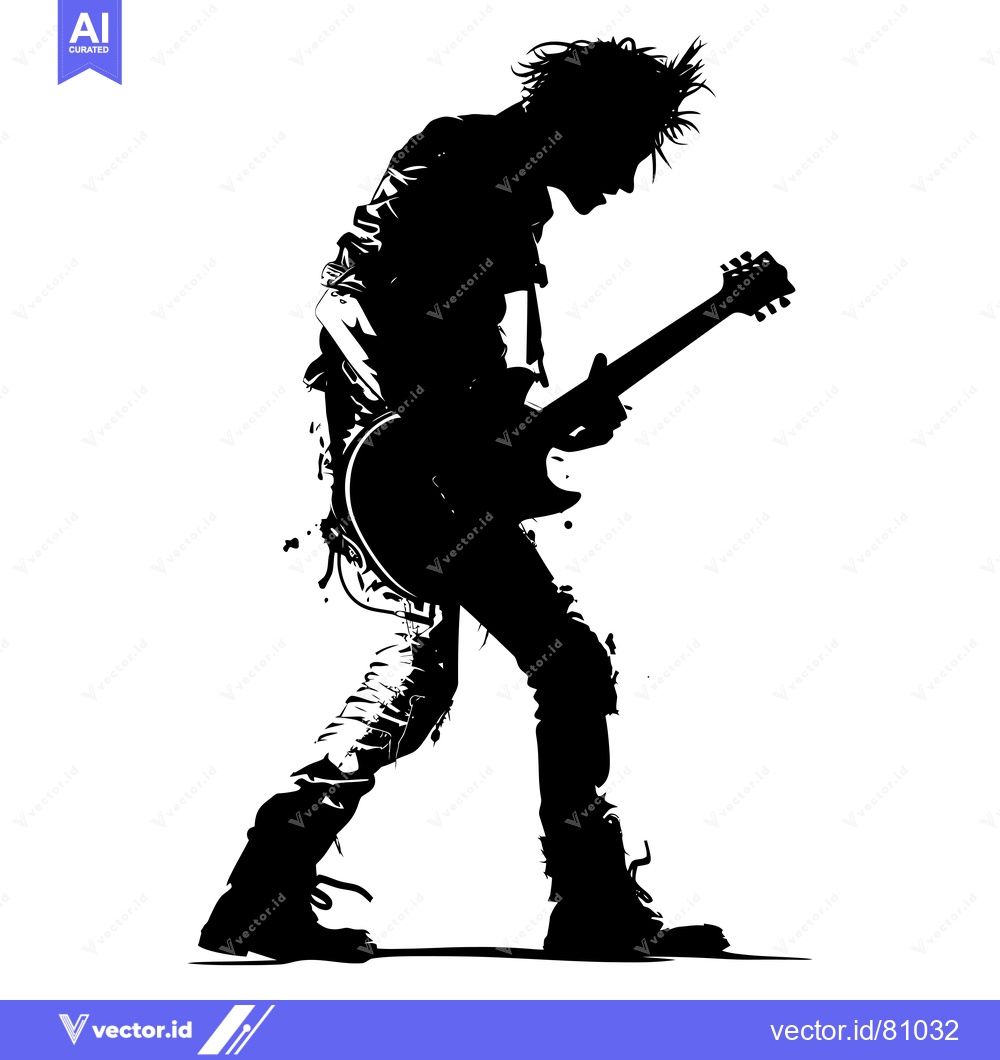 Premium Vector of Silhouette of a Rock Musician Playing Guitar