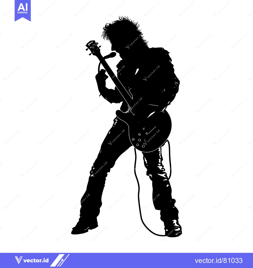 Premium Vector dari Silhouette of a Rock Musician Playing Guitar