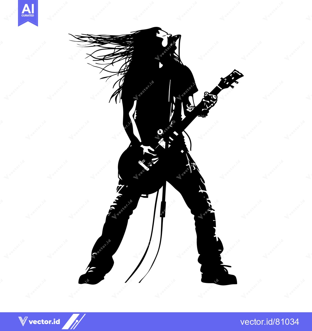 Premium Vector of Silhouette of a Rock Musician Performing with a Guitar
