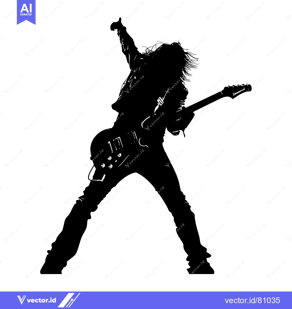 Premium Vector of Silhouette of a Rock Guitarist Playing With Energy
