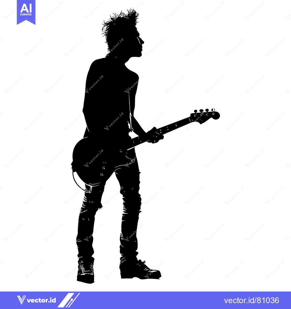 Premium Vector dari Silhouette of a Musician Playing a Guitar