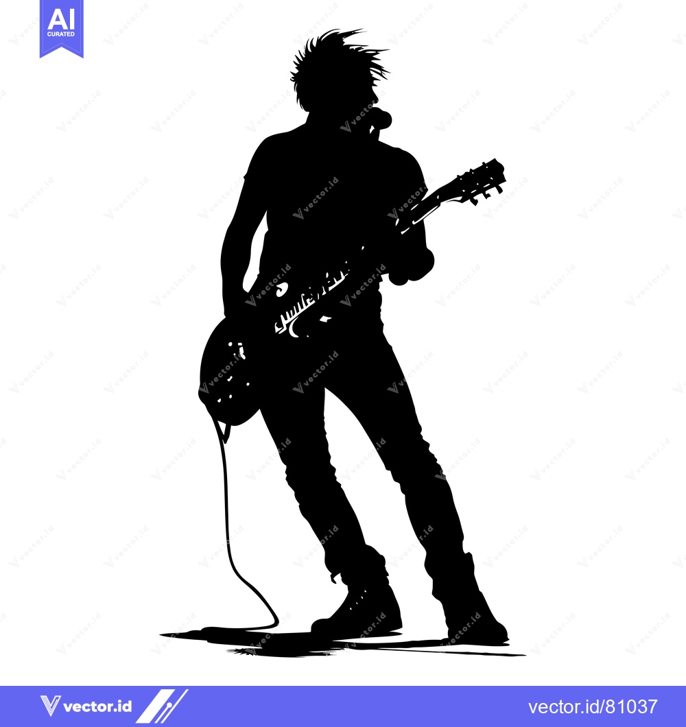 Premium Vector of Silhouette of a Rock Musician Playing Electric Guitar