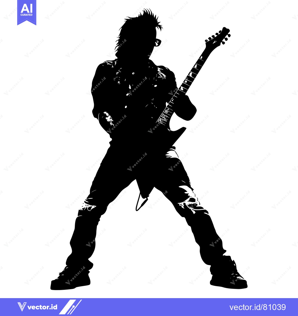 Premium Vector of Silhouette of a Rock Star Playing an Electric Guitar