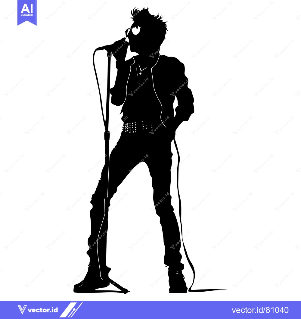 Premium Vector dari Silhouette of a Man Singing into a Microphone
