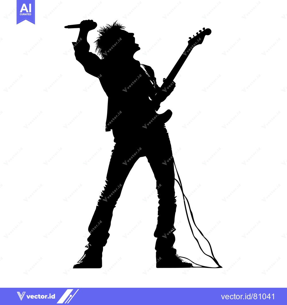 Premium Vector of Silhouette of a Rock Star Singing and Playing Guitar