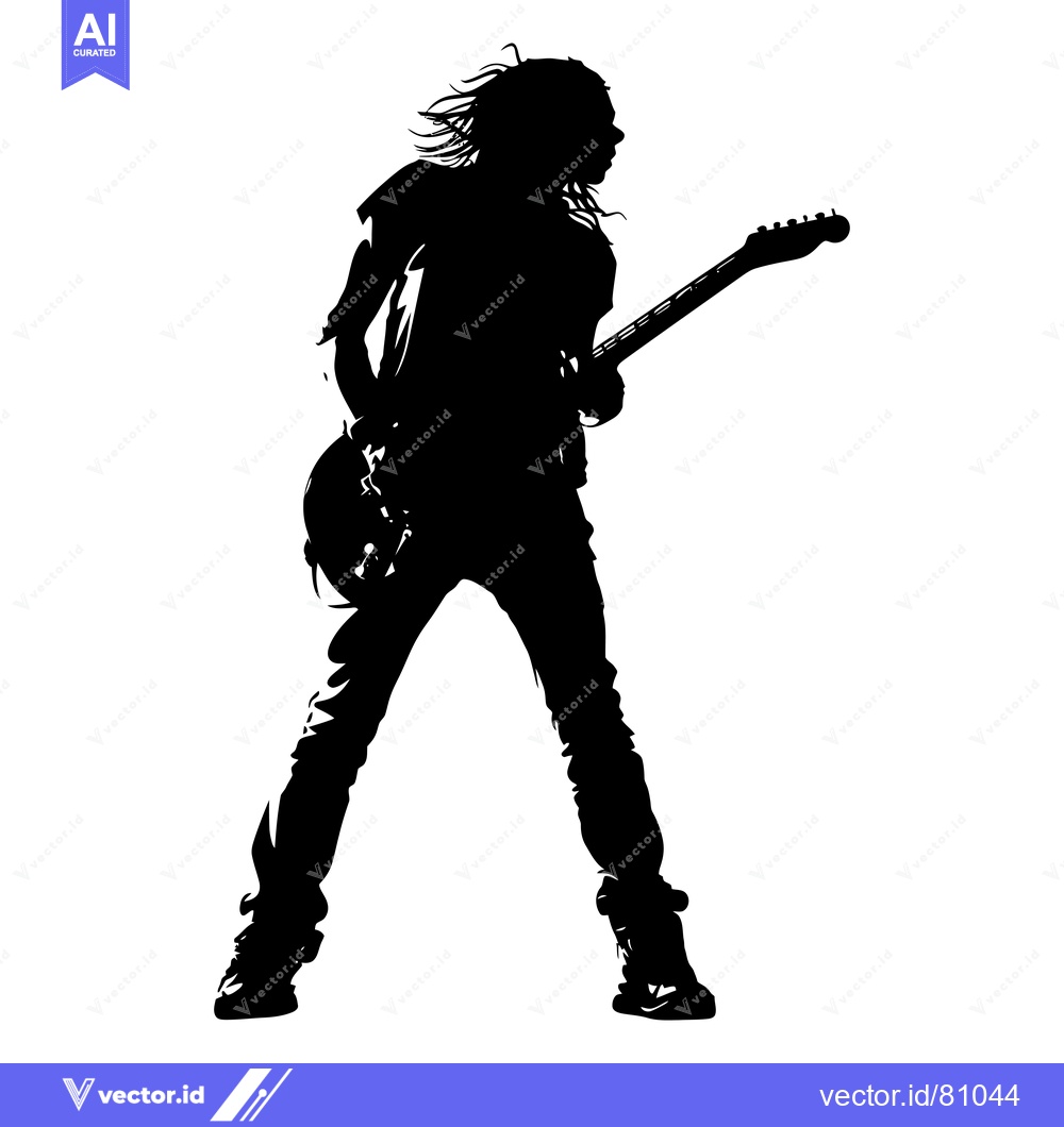 Premium Vector dari Silhouette of a Person Playing an Electric Guitar